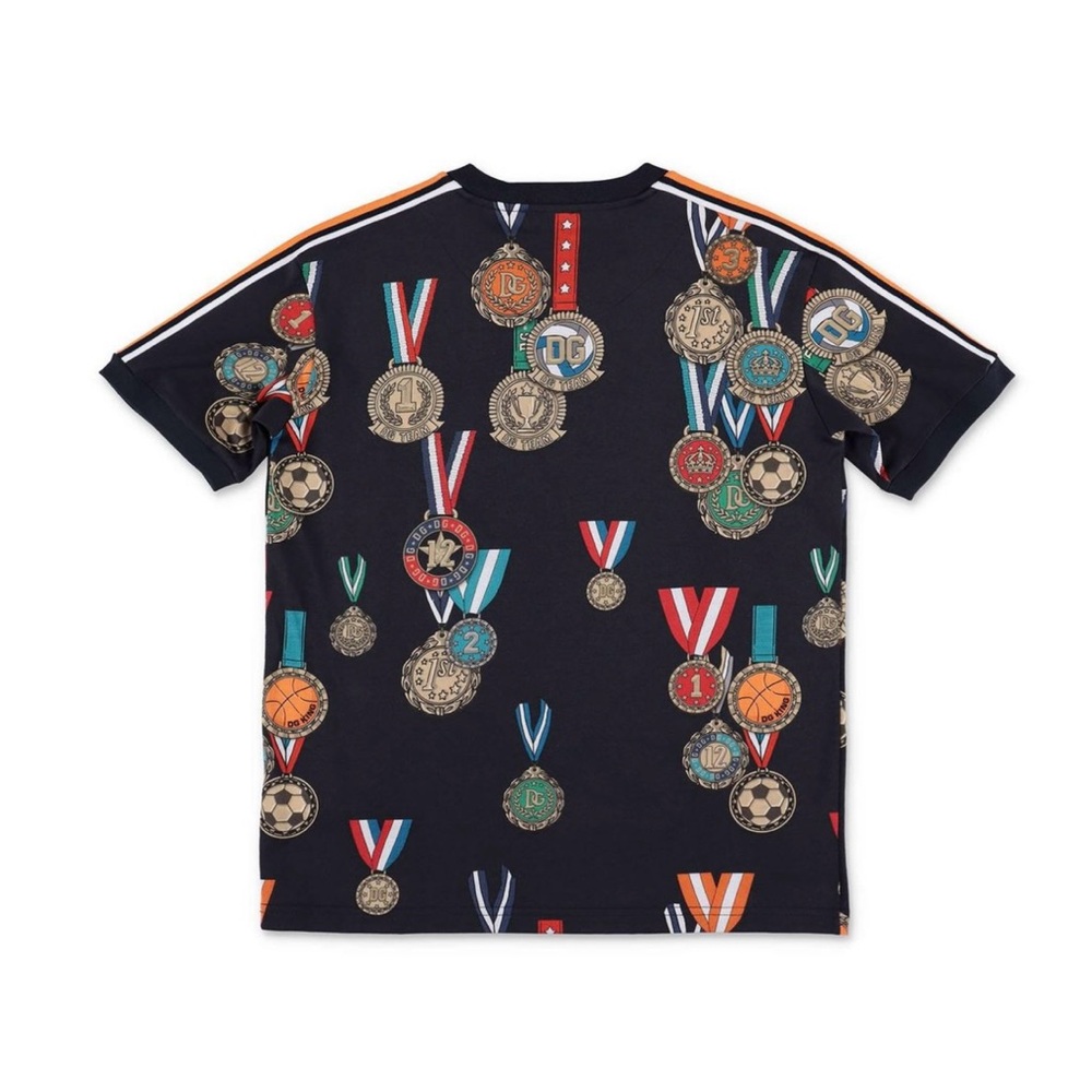 Dolce & Gabbana Jr Medal Print Back To School Kids T-Shirt - Dark Blue - Picture 2 of 6